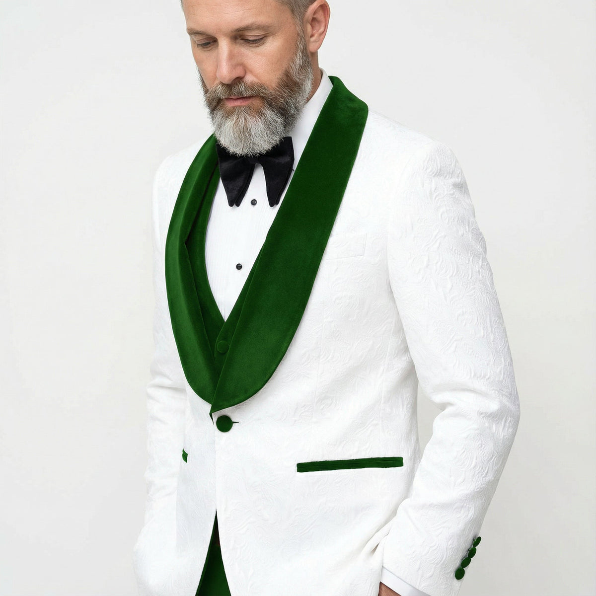 Men's Vested White Paisley Wedding & Prom Tuxedo