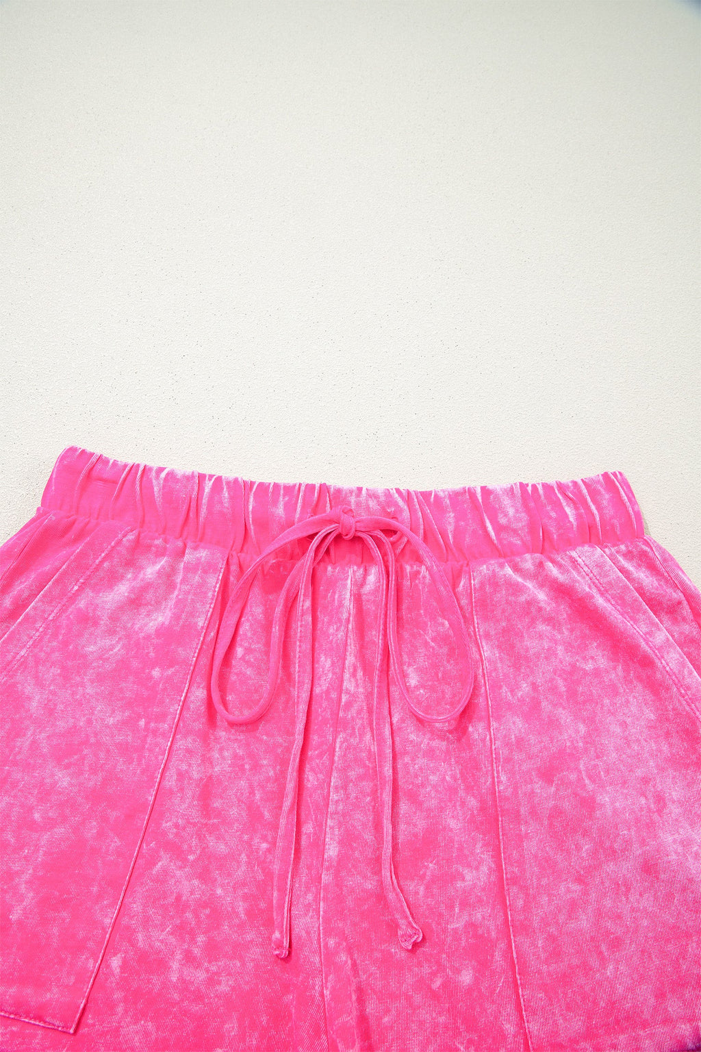 Mineral Wash Top & Drawstring Shorts Set