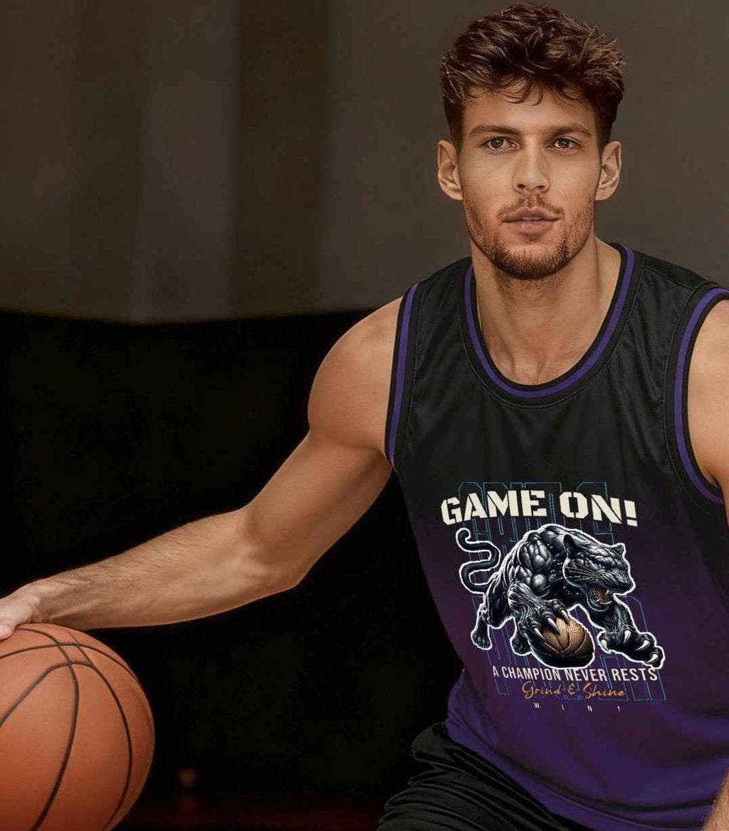 Game On! Grind & Shine Jaguar Purple Basketball Jersey - Front & Back Printing