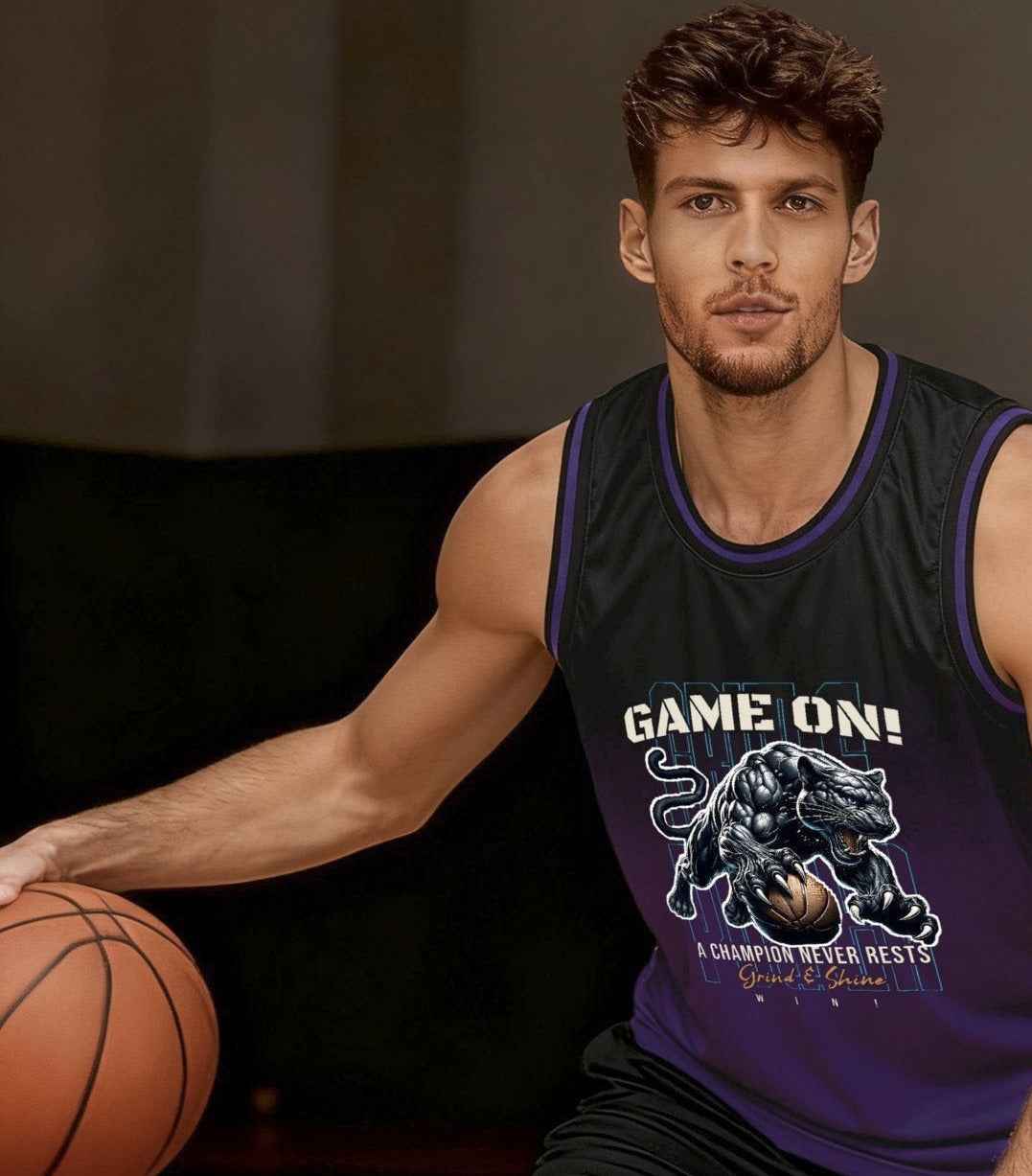 Game On! Grind & Shine Jaguar Purple Basketball Jersey - Front & Back Printing