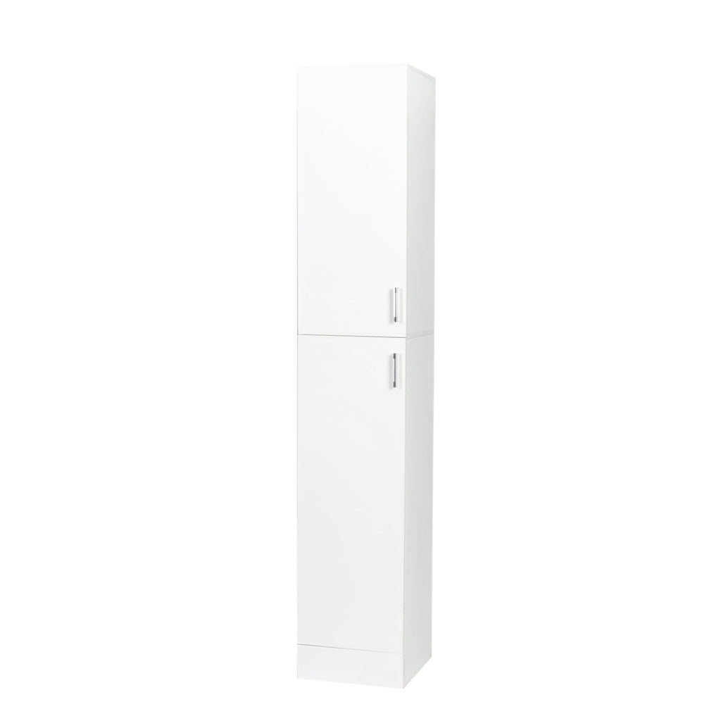Elegant White Freestanding Cabinet with Inadjustable Shelves and Two Doors for Kitchen and Dining Room