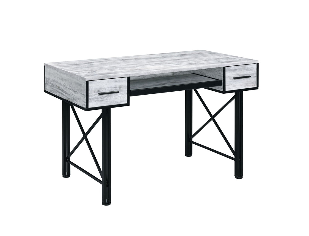 Settea Antique White & Black Finish Computer Desk