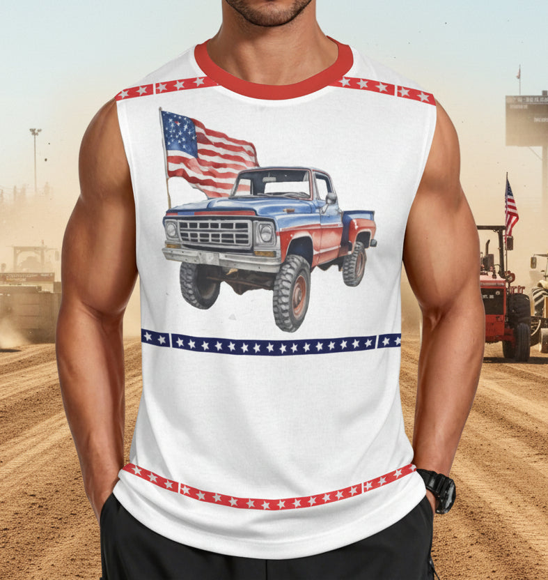 US Flag Pickup Truck Sleeveless Shirt