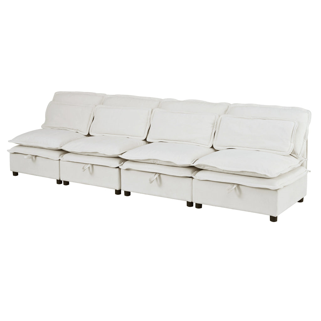 U_Style Double-Layer Cushion Modular Sofa, Freely Combinable, 4-Seater with Storage Function, Includes 4 Soft Cushions, Perfect for Living Rooms, Offices, and Apartments