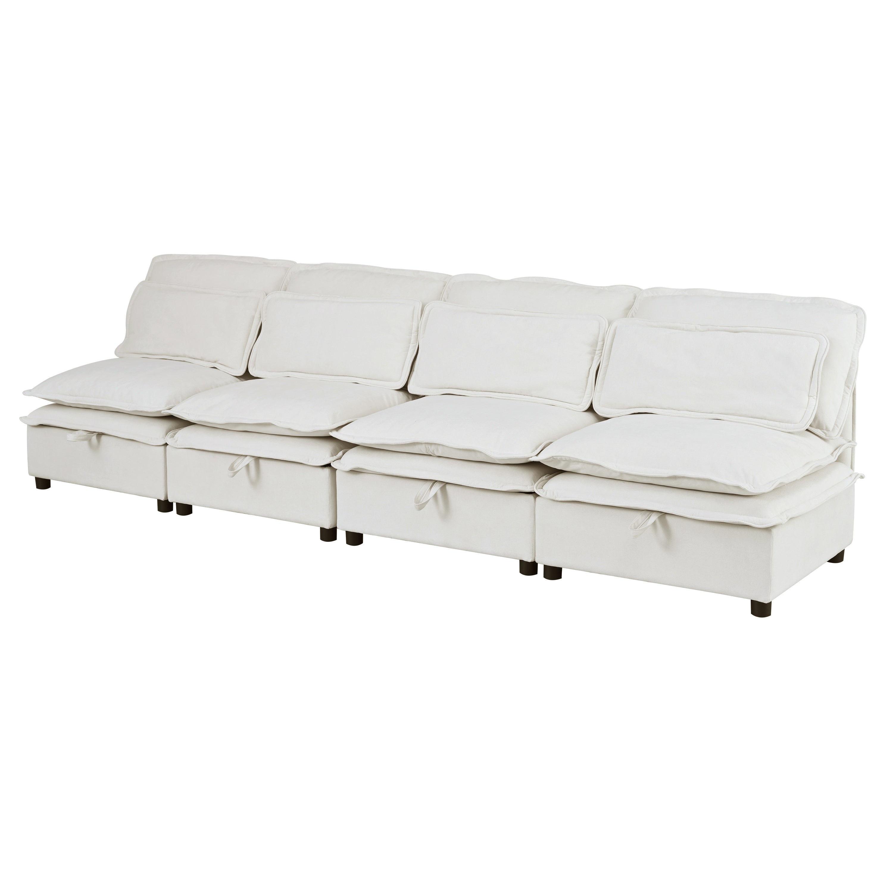 U_Style Double-Layer Cushion Modular Sofa, Freely Combinable, 4-Seater with Storage Function, Includes 4 Soft Cushions, Perfect for Living Rooms, Offices, and Apartments