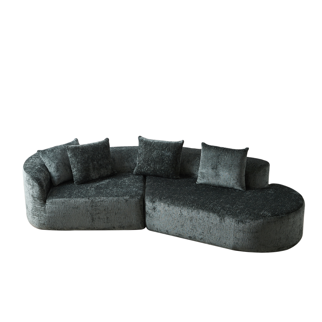 Modern Upholstered Oversized Sectional Sofa, 114-Inch Chenille 4-Seater Extra Deep & Wide Seat Curved Cloud Couch with 4 Throw Pillows, Free Combination Sofa Couch for Living Room,Bedroom