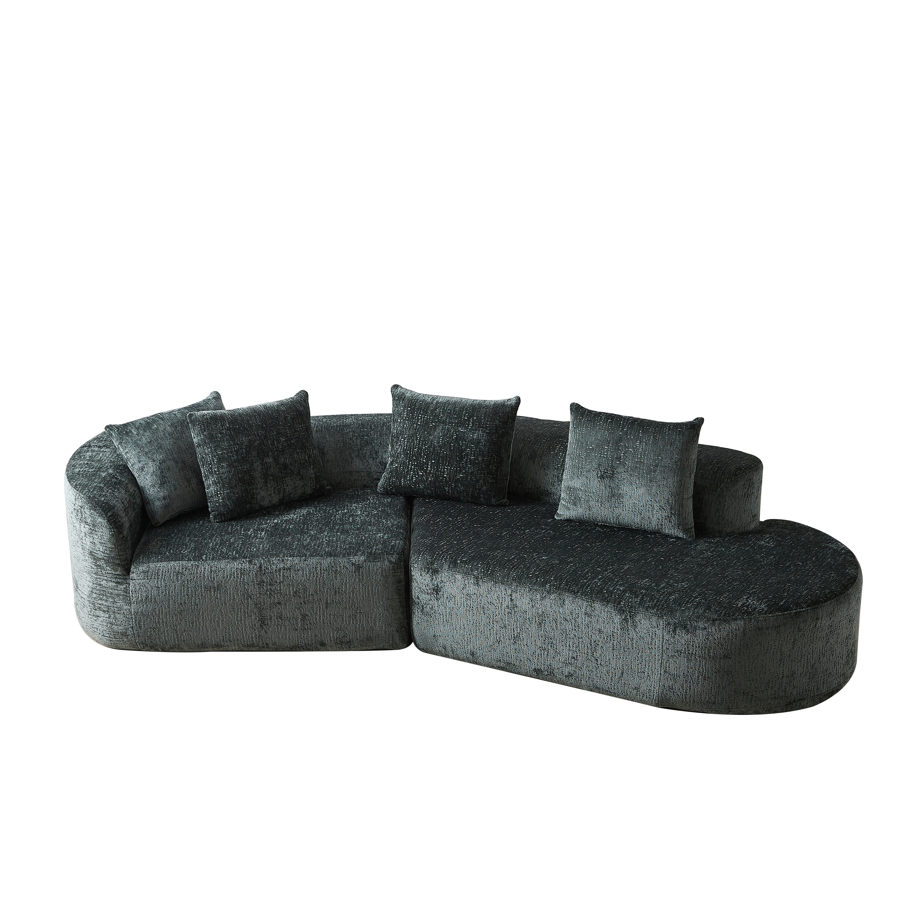Modern Upholstered Oversized Sectional Sofa, 114-Inch Chenille 4-Seater Extra Deep & Wide Seat Curved Cloud Couch with 4 Throw Pillows, Free Combination Sofa Couch for Living Room,Bedroom