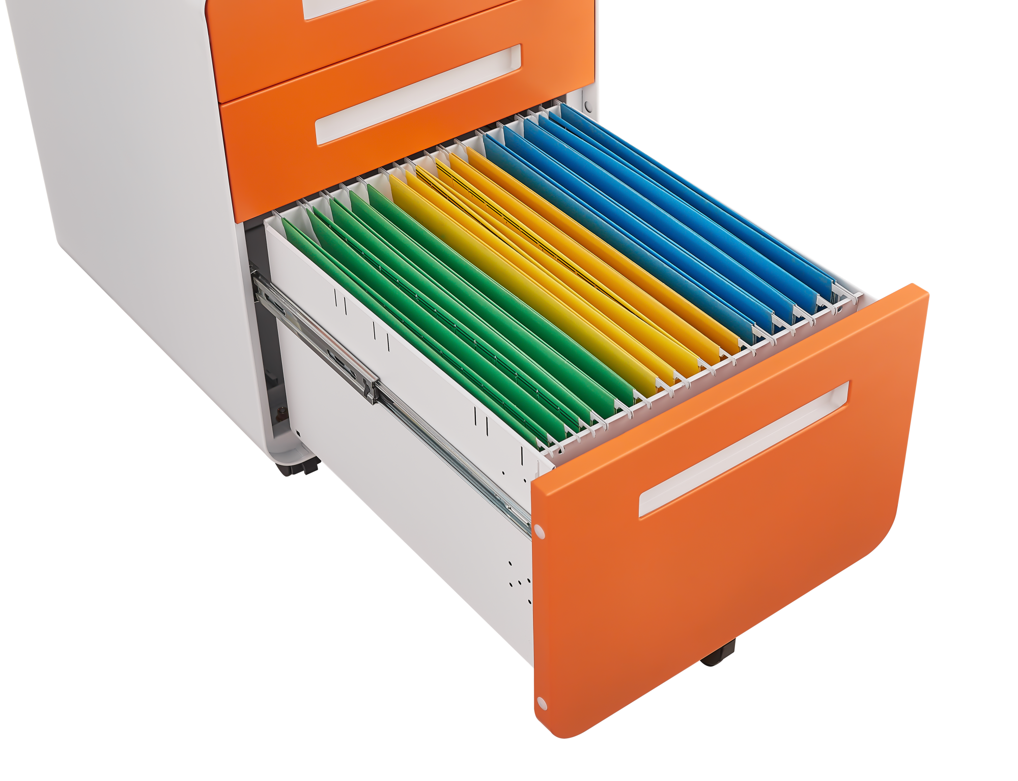 Rounded 3 drawer mobile filing cabinet, multifunctional legal/letter/A4 file storage cabinet, 5-wheel design anti tilt cold-rolled steel, with pencil storage box,