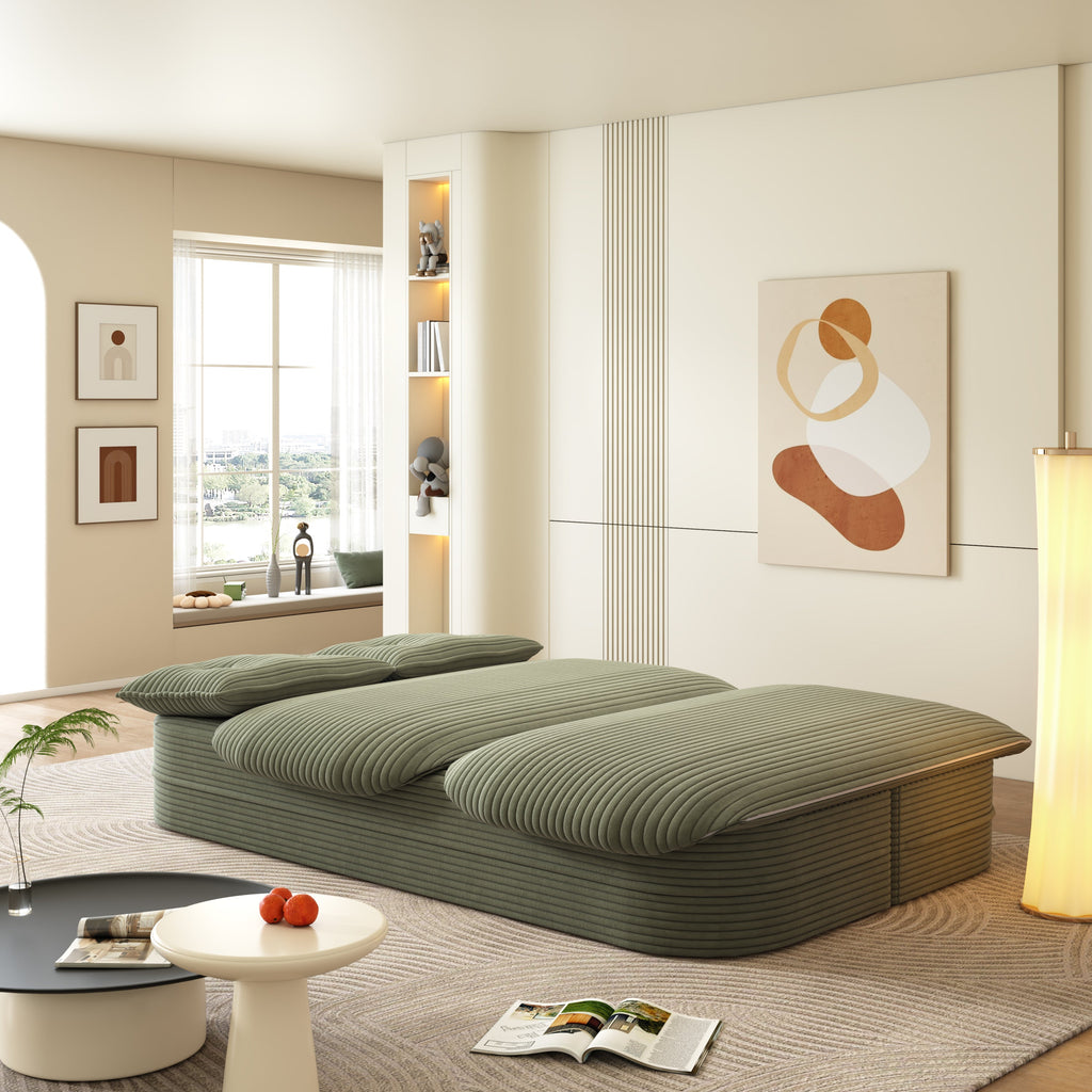 78.7' Modern 2-in-1 Foldable Sofa with Functional Blanket and 2 Soft Pillows,Comfortable Plush Corduroy Fabric Sofa, Convertible Sleeper Sofa Bed, Deep Seat Sofa Couch for Living Room,Bedroom