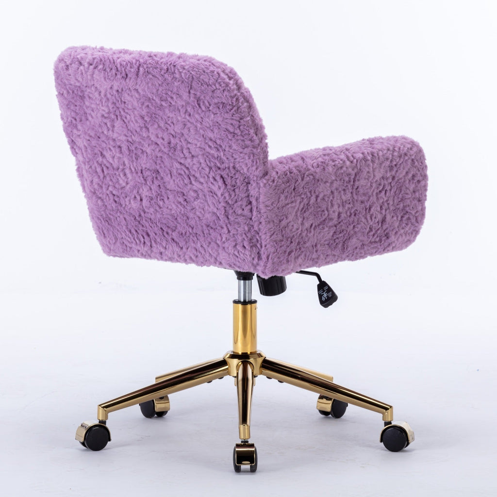A&A Furniture Home Office Chair Violet Velvet with Golden Metal Base Adjustable Swivel