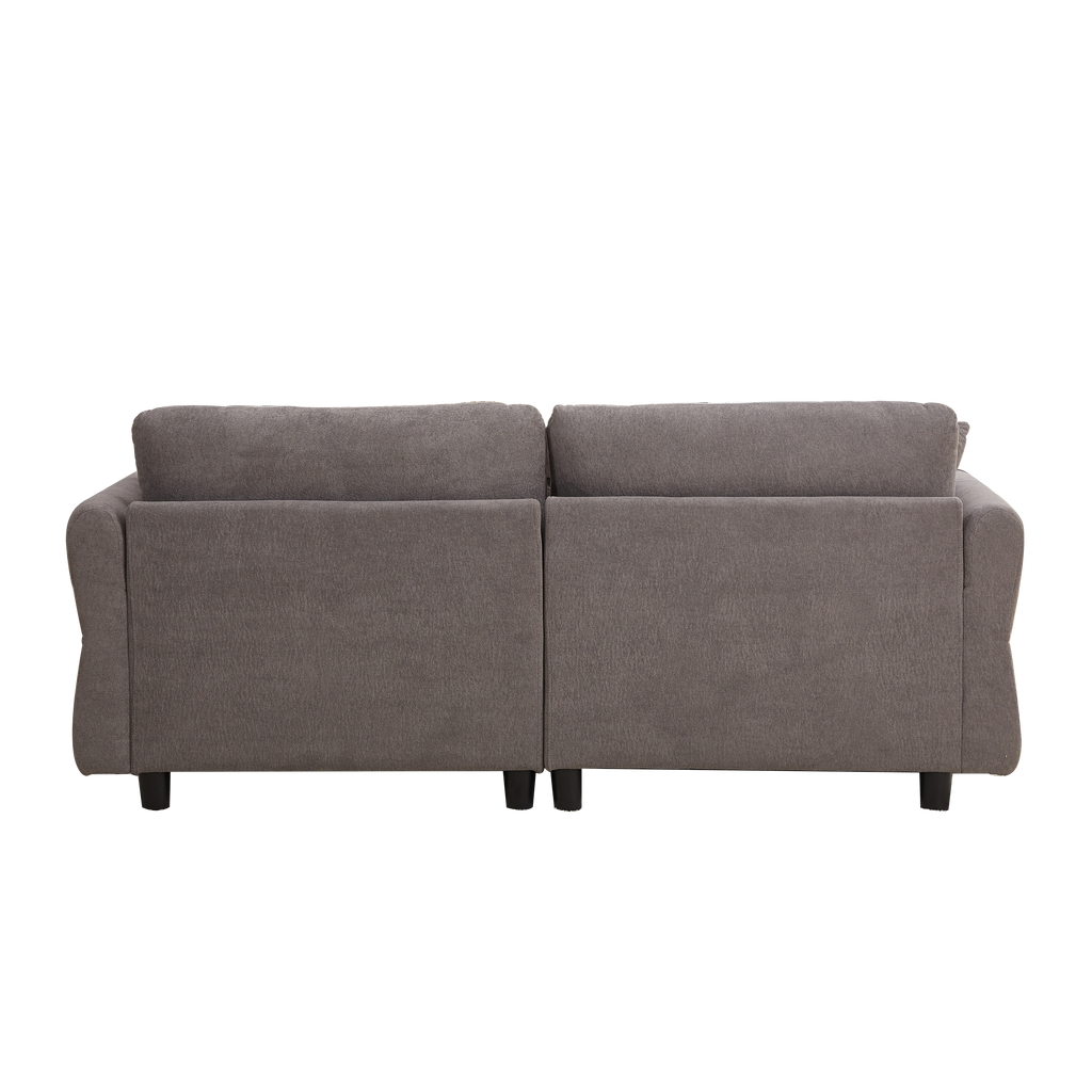 80''Premium chenille fabric sofa with 2 cushions and 1 lumbar pillow Armrest strap design,,upholstered 3-seater sofa  for living rooms, bedrooms,apartments and offices Grey