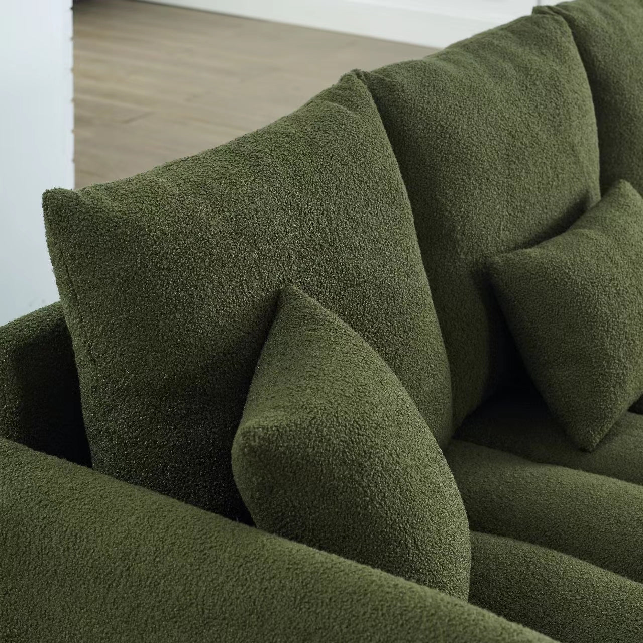 [video]MH 81' Premium Teddy fabric Sofa with 3 Back Pillows and 3 back Cushions Solid Wood Frame 3-Seater Sofa, Oversized Upholstered Chair for Living Room, Bedroom, Apartment and OfficeW1193S00067