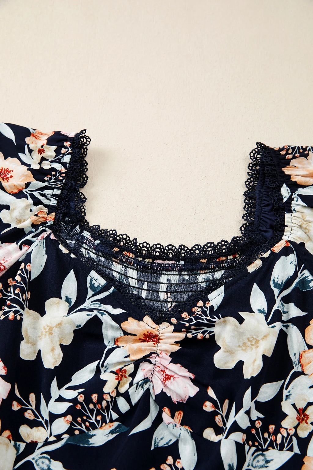 Floral Short Sleeve Smocked High Waist Maxi Dress