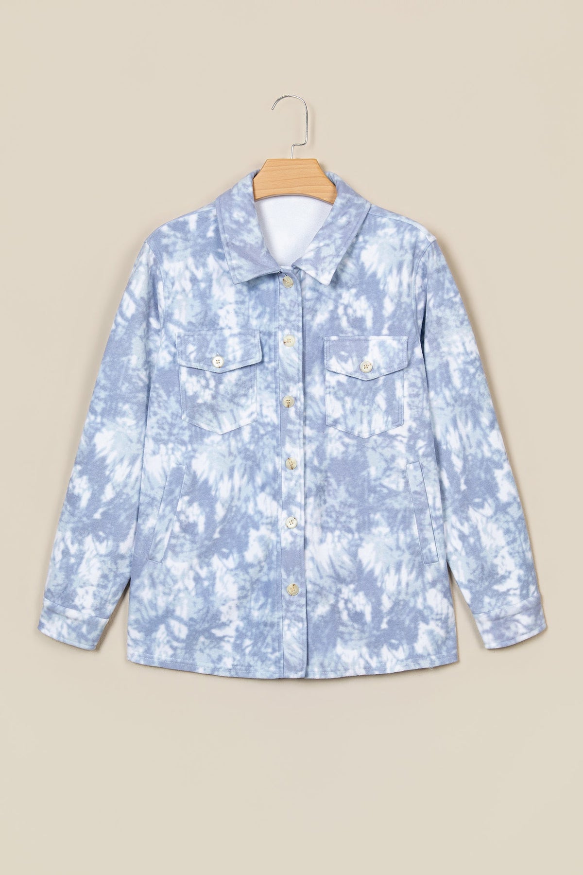 Abstract Tie Dye Patch Pocket Collared Jacket