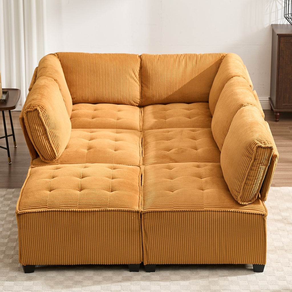 UNITED WE WIN Modular Sectional Sofa U Shaped Modular Couch with Reversible Chaise Modular Sofa Sectional Couch,6- Seat Convertible Sofa,Fit for Living Room