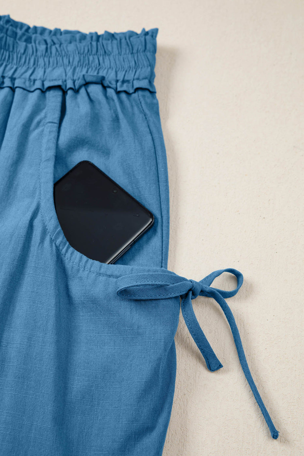 Smocked High Waist Drawstring Pocket Jogger Pants