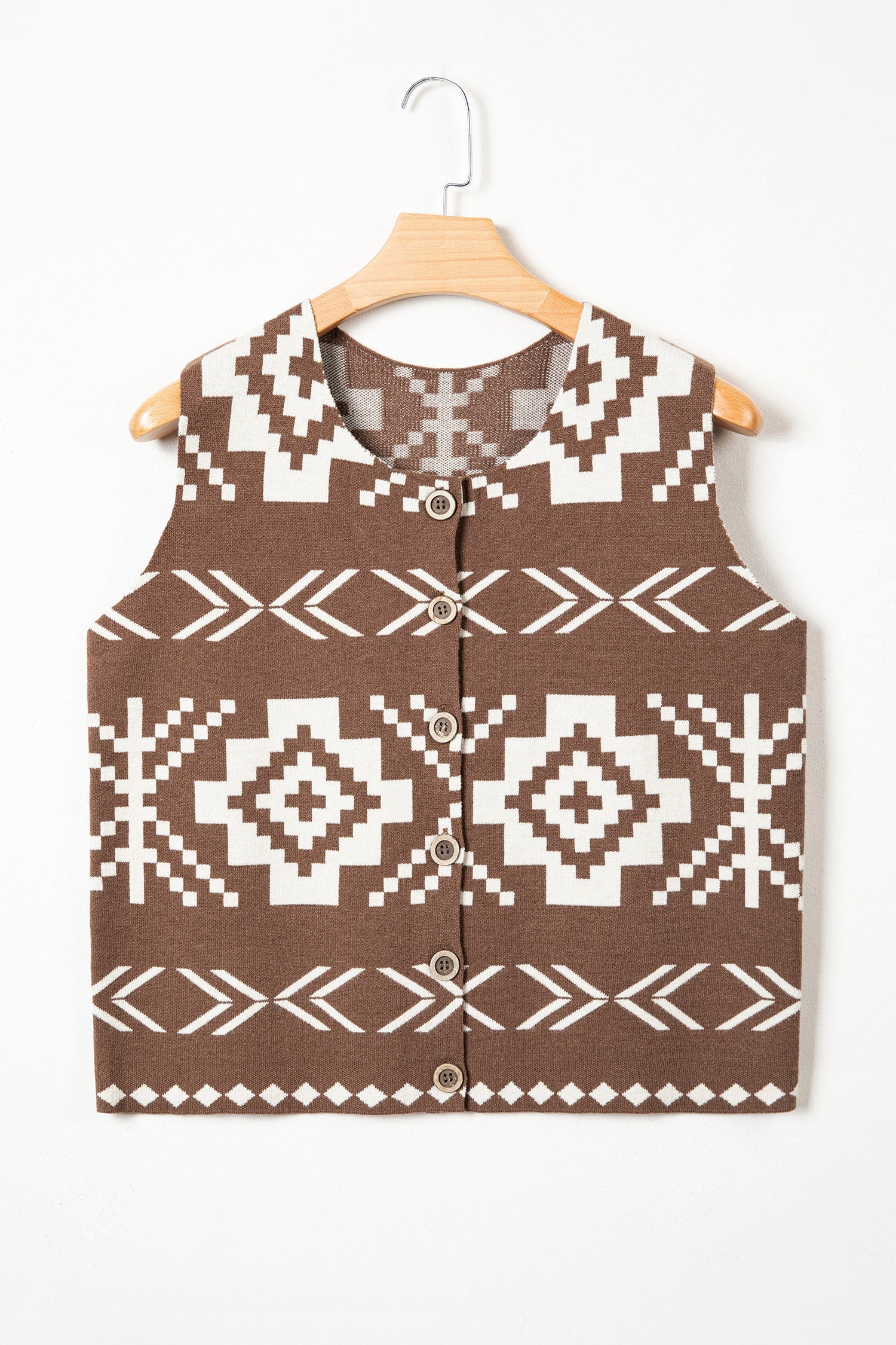 Southwestern Aztec Buttoned Sweater Vest