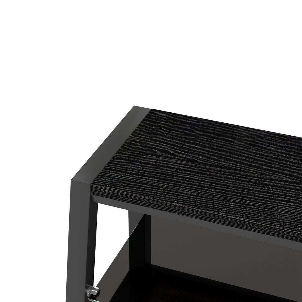 Wooden Storage TV Stand Black Tempered Glass Height Adjustable Universal Swivel Entertainment Center With Mount TV Stand,black