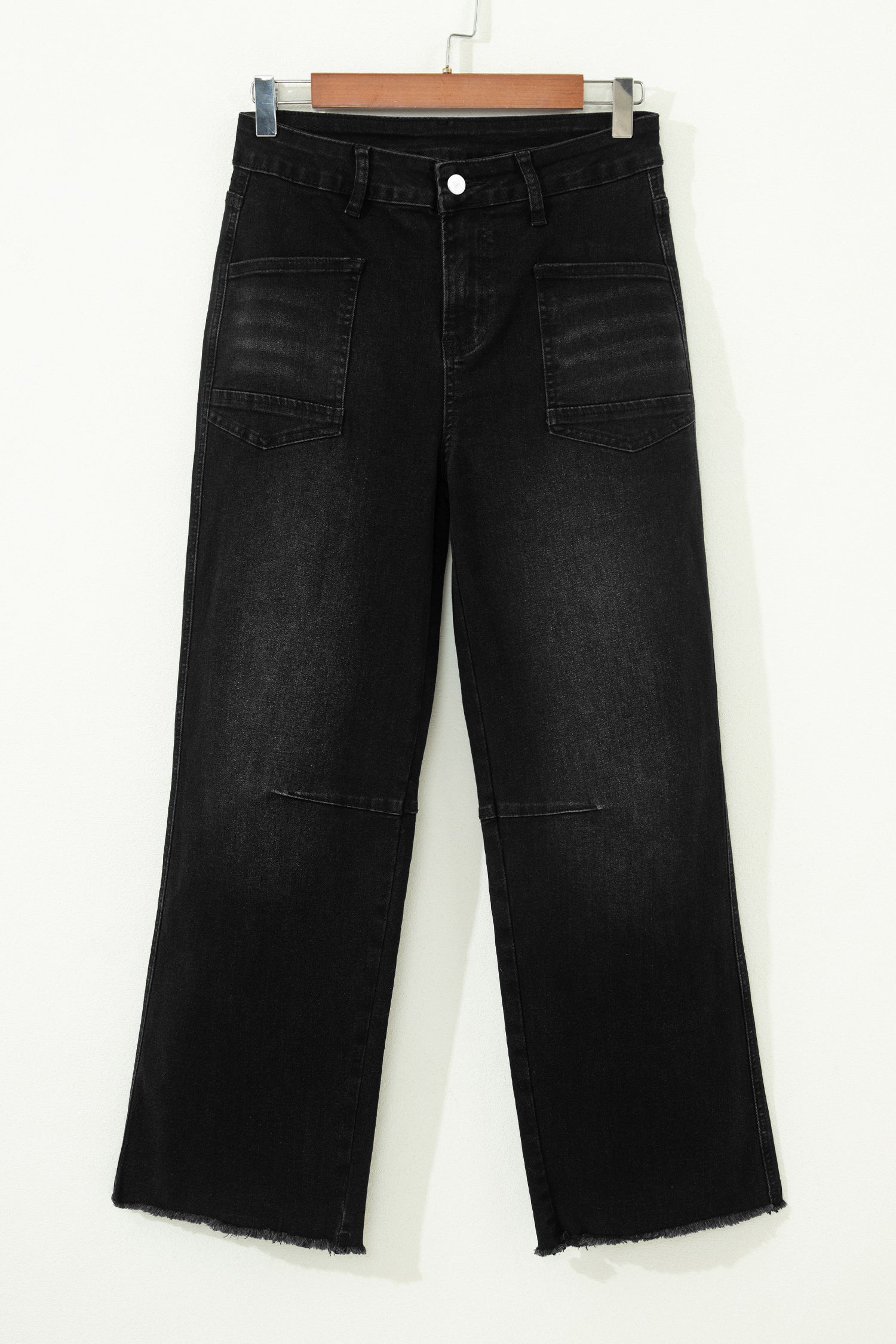 Frayed Hem Cropped Straight Leg Jeans