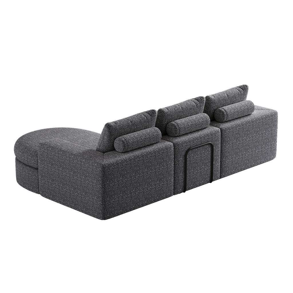 99-Inch Chenille Cloud Curved Sectional Sofa with Chaise, L-Shaped Modern Boneless Couch with Deep Seats, Chenille Sectional Sofa for Living Room and Bedroom, No Assembly Required
