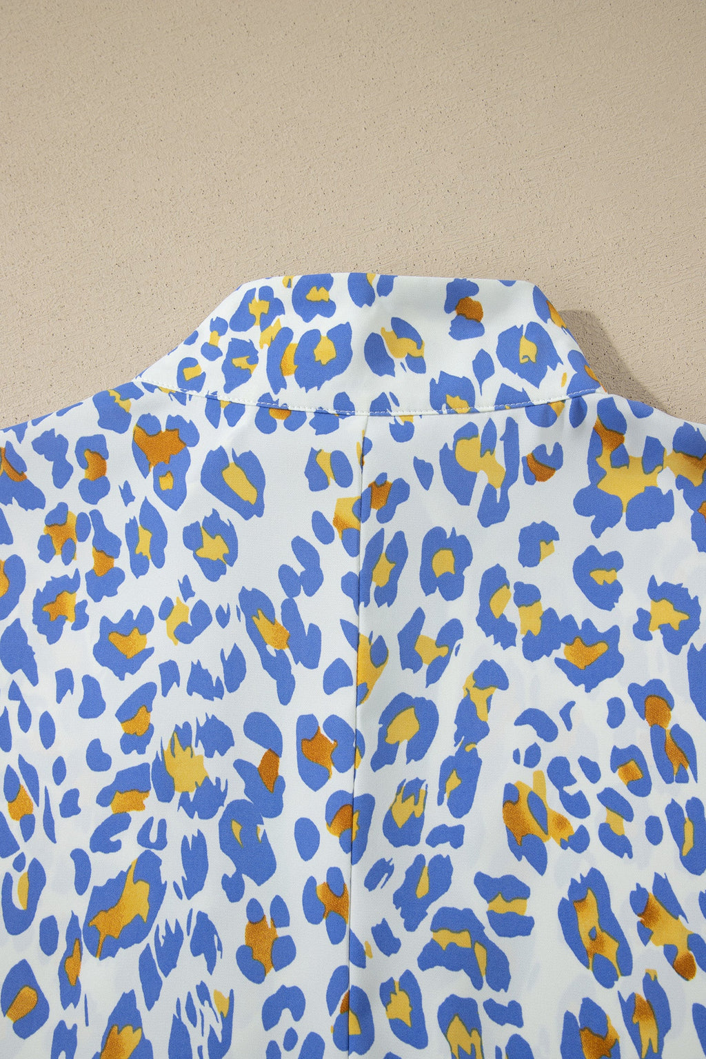 Leopard Colorblock Contrast V-Neck Short Sleeve Blouse