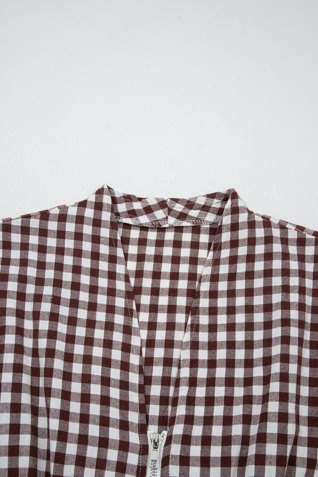 Gingham Plaid Zipped Cinched Waist Maxi Dress