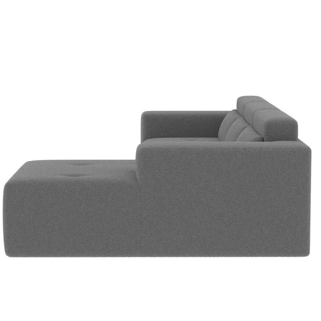 109'' Modern Modular Sectional Sofa, Teddy Fabric L Shaped Couch, 3 Seat Corner Sofa Couch, Modern Upholstered Couch with Chaise & Pillows for Living Room Apartment, No Assembly Required