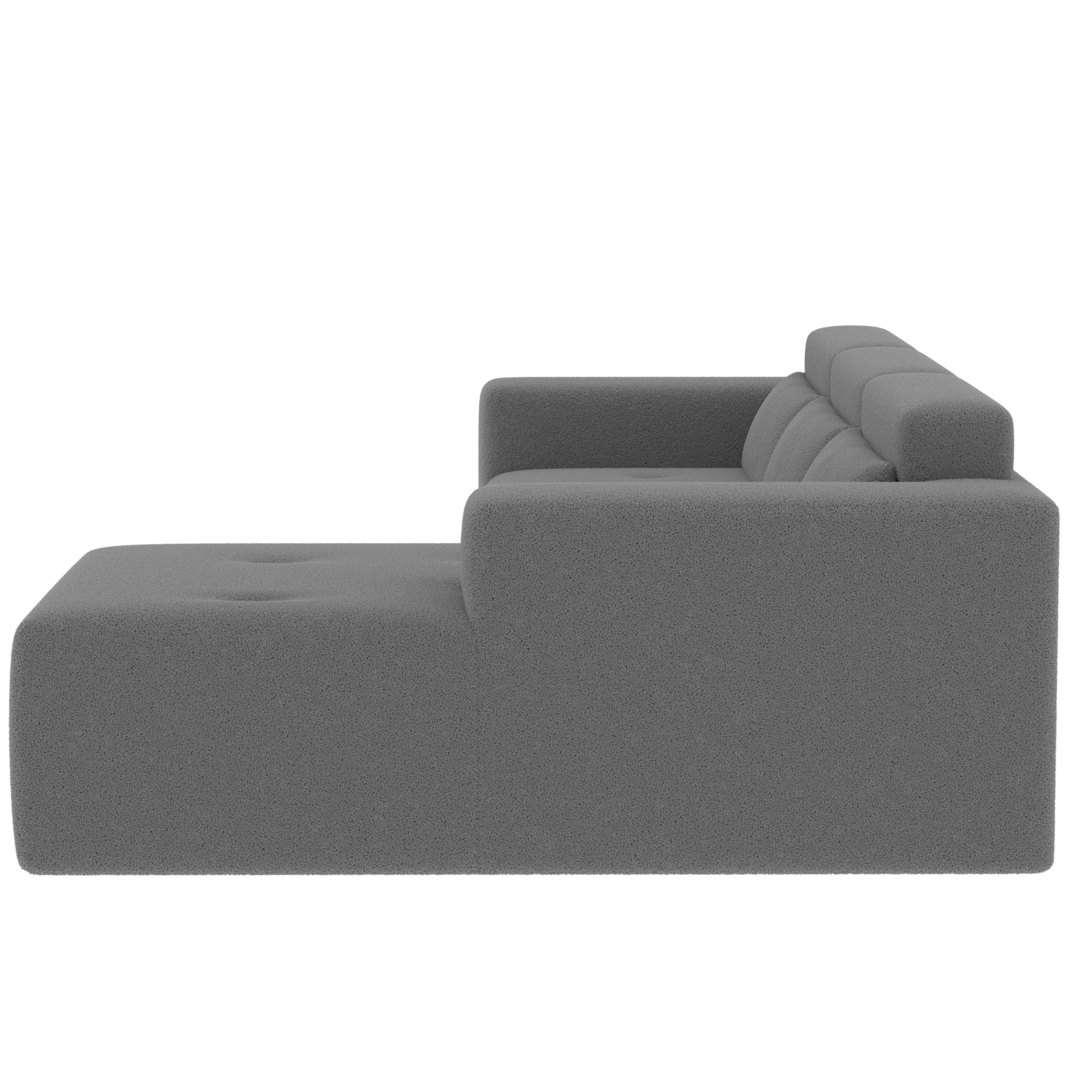 109'' Modern Modular Sectional Sofa, Teddy Fabric L Shaped Couch, 3 Seat Corner Sofa Couch, Modern Upholstered Couch with Chaise & Pillows for Living Room Apartment, No Assembly Required