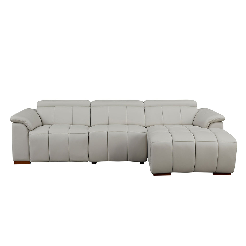 Wall-Hugger Reclining Sofa Modern Electric Control Genuine Leather L Shaped Couch,Lounge Seat Theater Seating Furniture with USB Port, Sofa with Headrest & Footrest for Living Room,Apartment,Office
