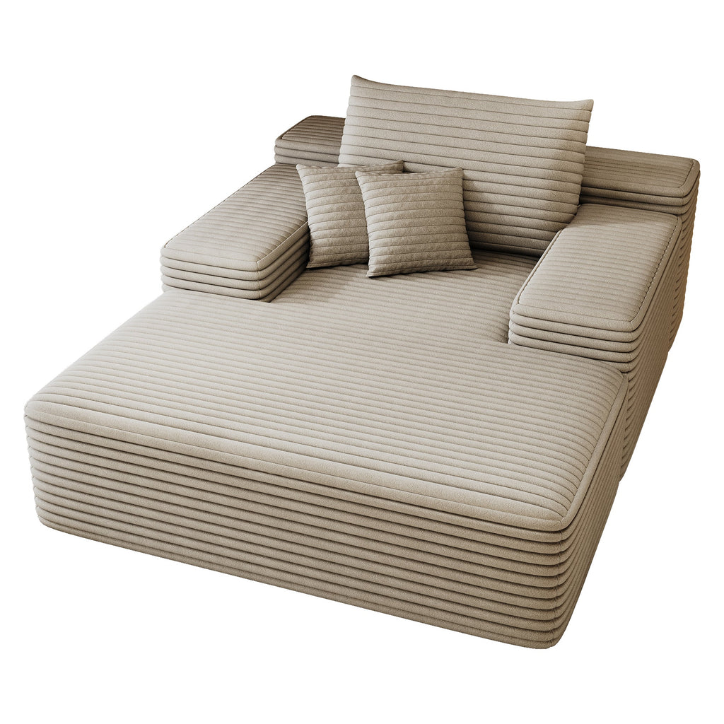 68'*51' Chaise Lounge Chair Indoor, Oversized Upholstered Sofa Bed, Sleeper Couch Reading Chairs Fluffy Plush Faux Fur Cloud Sofas Couches for Living Room,Camel