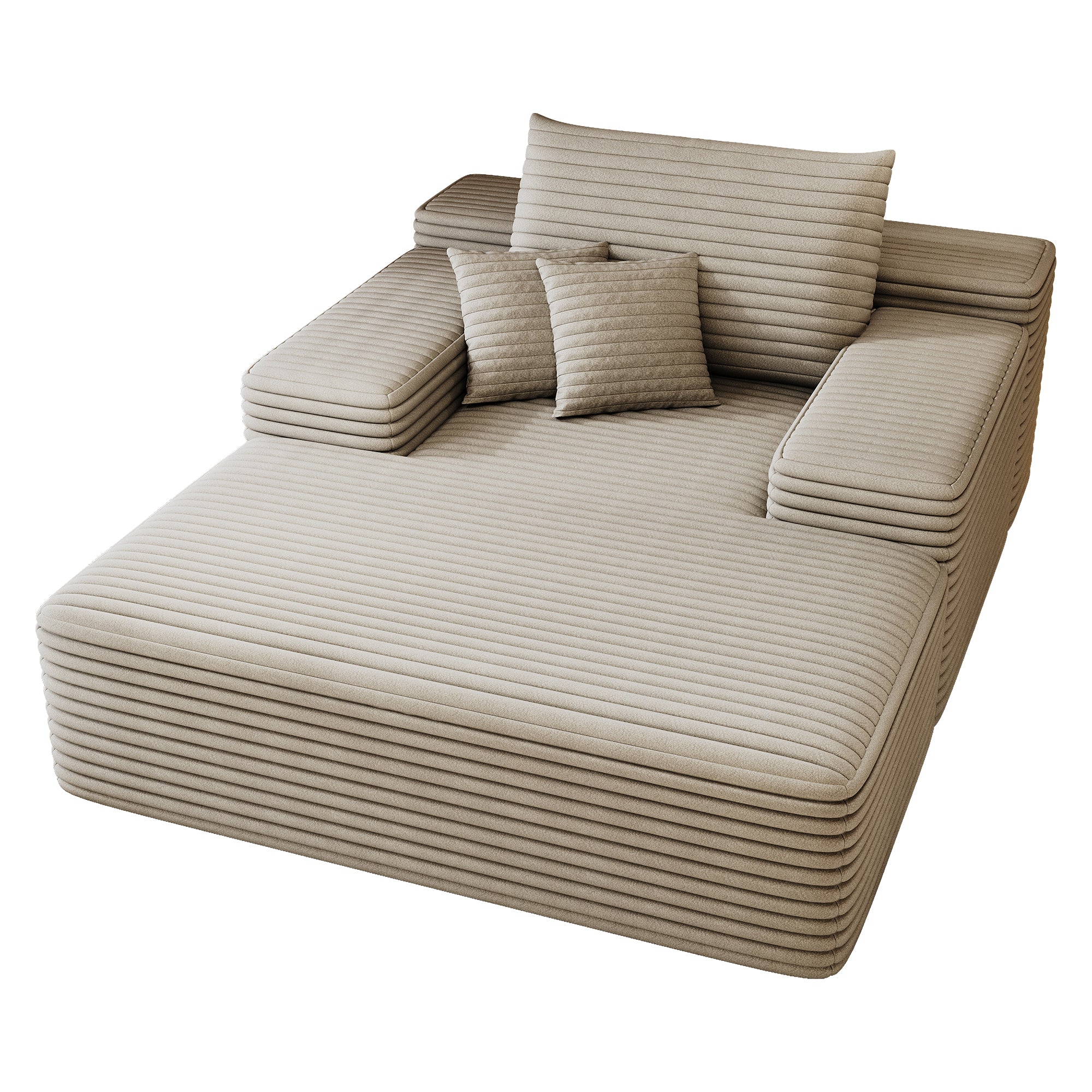 68'*51' Chaise Lounge Chair Indoor, Oversized Upholstered Sofa Bed, Sleeper Couch Reading Chairs Fluffy Plush Faux Fur Cloud Sofas Couches for Living Room,Camel