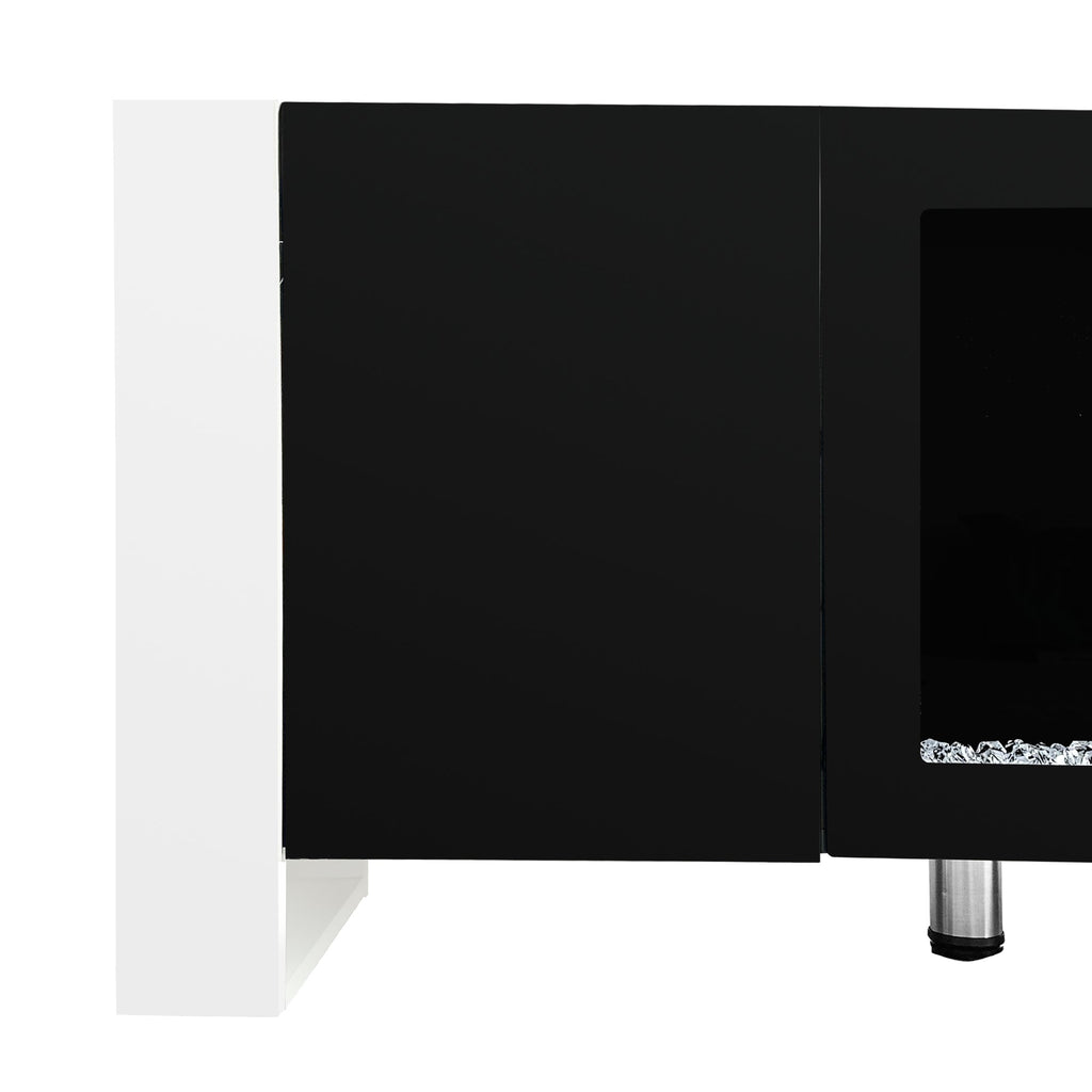 ON-TREND Modern TV Stand with 34.2' Non-heating Electric Fireplace, High Gloss Entertainment Center with 2 Cabinets, Media Console for TVs up to 78', Black