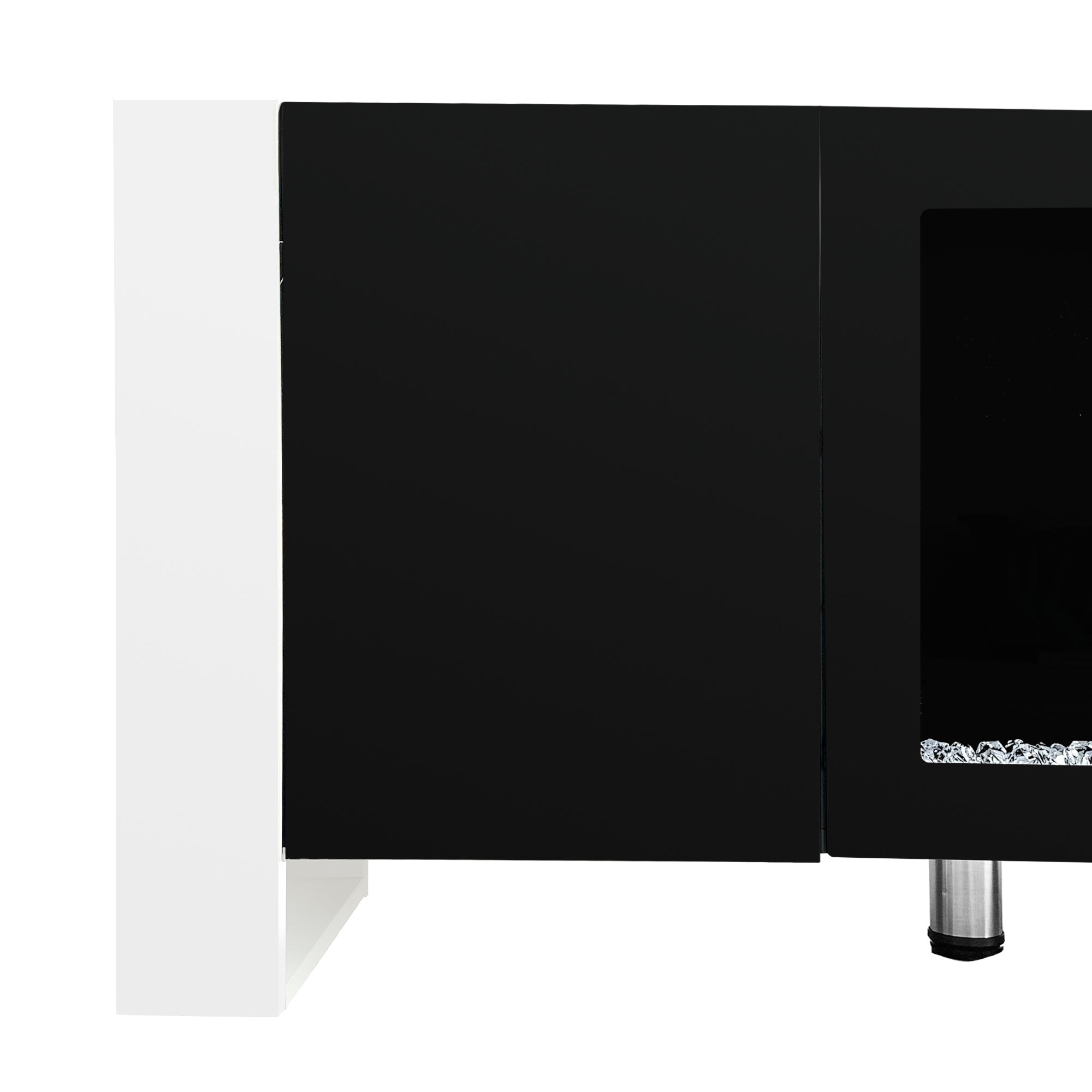ON-TREND Modern TV Stand with 34.2' Non-heating Electric Fireplace, High Gloss Entertainment Center with 2 Cabinets, Media Console for TVs up to 78', Black