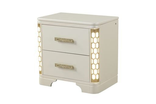 JASMINE Queen 5 Pc Unique LED Bedroom Set made with Wood in Beige (CA INVENTORY)