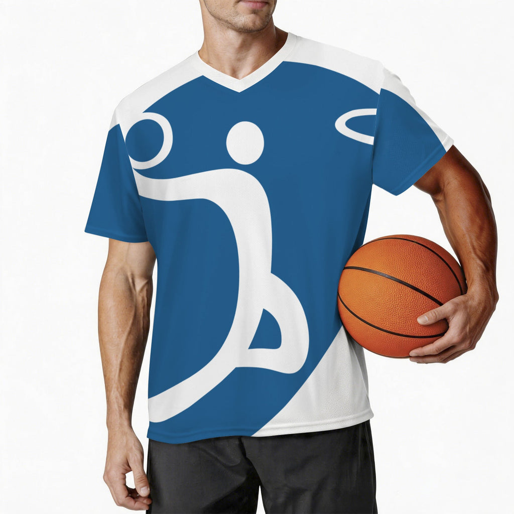 Blue Basketball Men's V-Neck Jersey