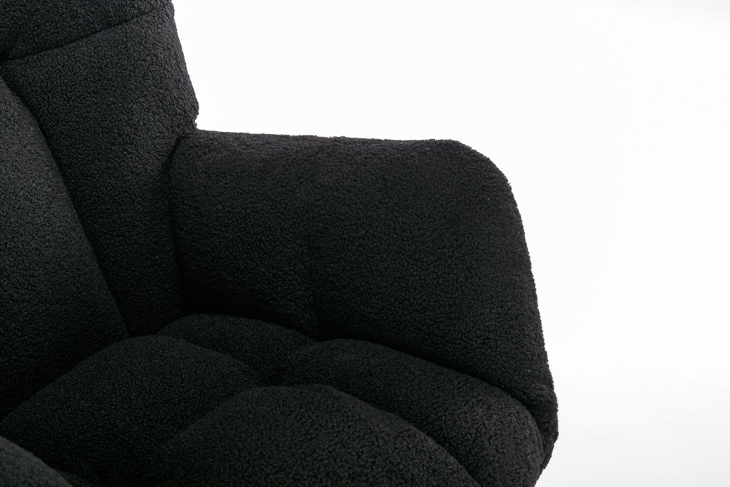050-Teddy Fabric Rocking Gilder Nursery Chair For Living Room Indoor,Black