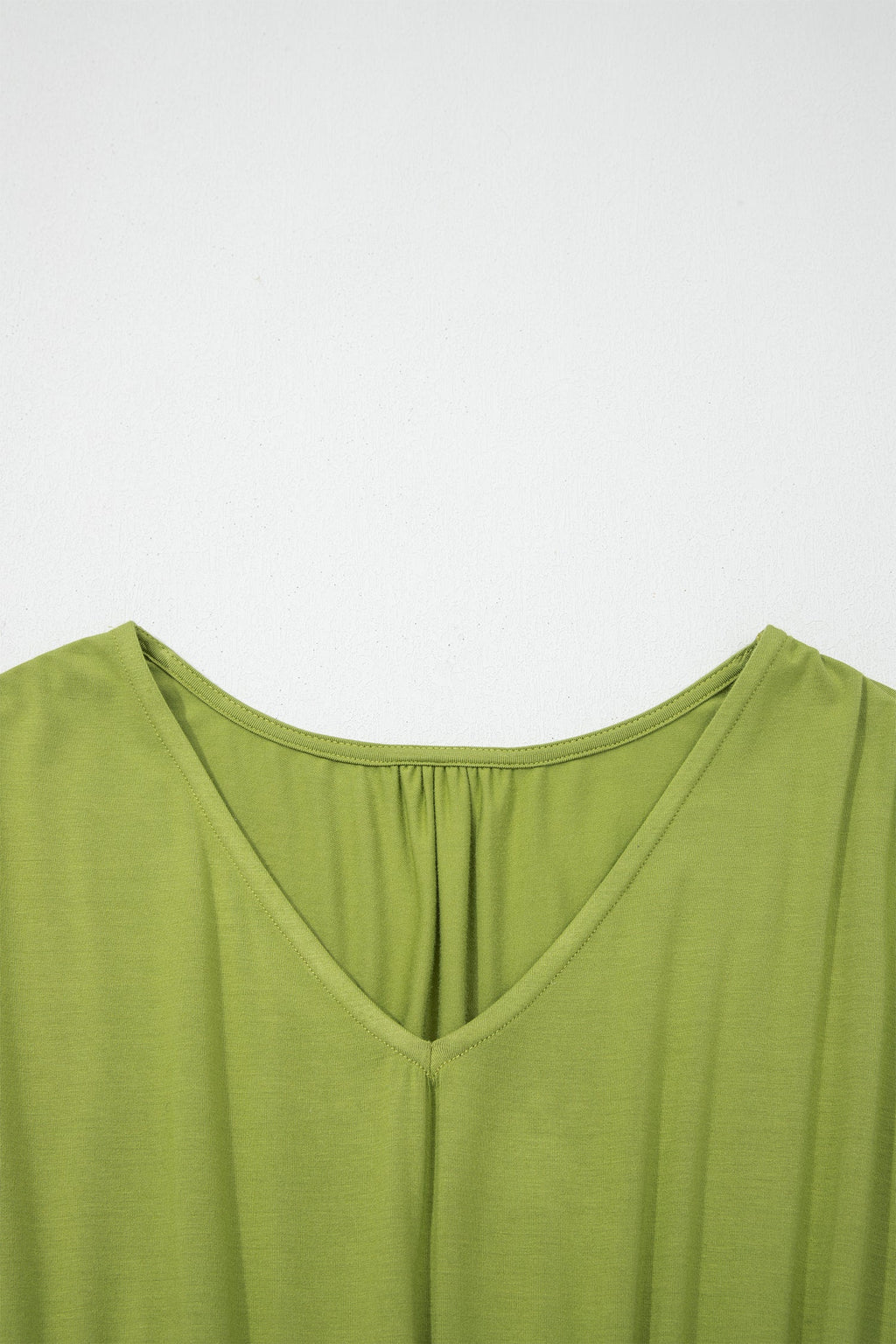 Solid V-Neck Cap Sleeve Elastic Waist Dress