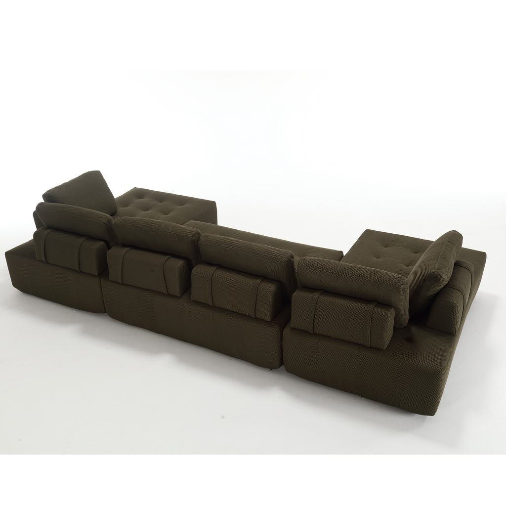 [NEW ARRIVED] [VIDEO PROVIDED]138.5 'Modular Combination Sofa, U-shaped Sofa, Living Room, Apartment, Upholstered ,6-seat Sofa, Free Combination Sofa (Mesh Fabric), Breathable Fabric,Green