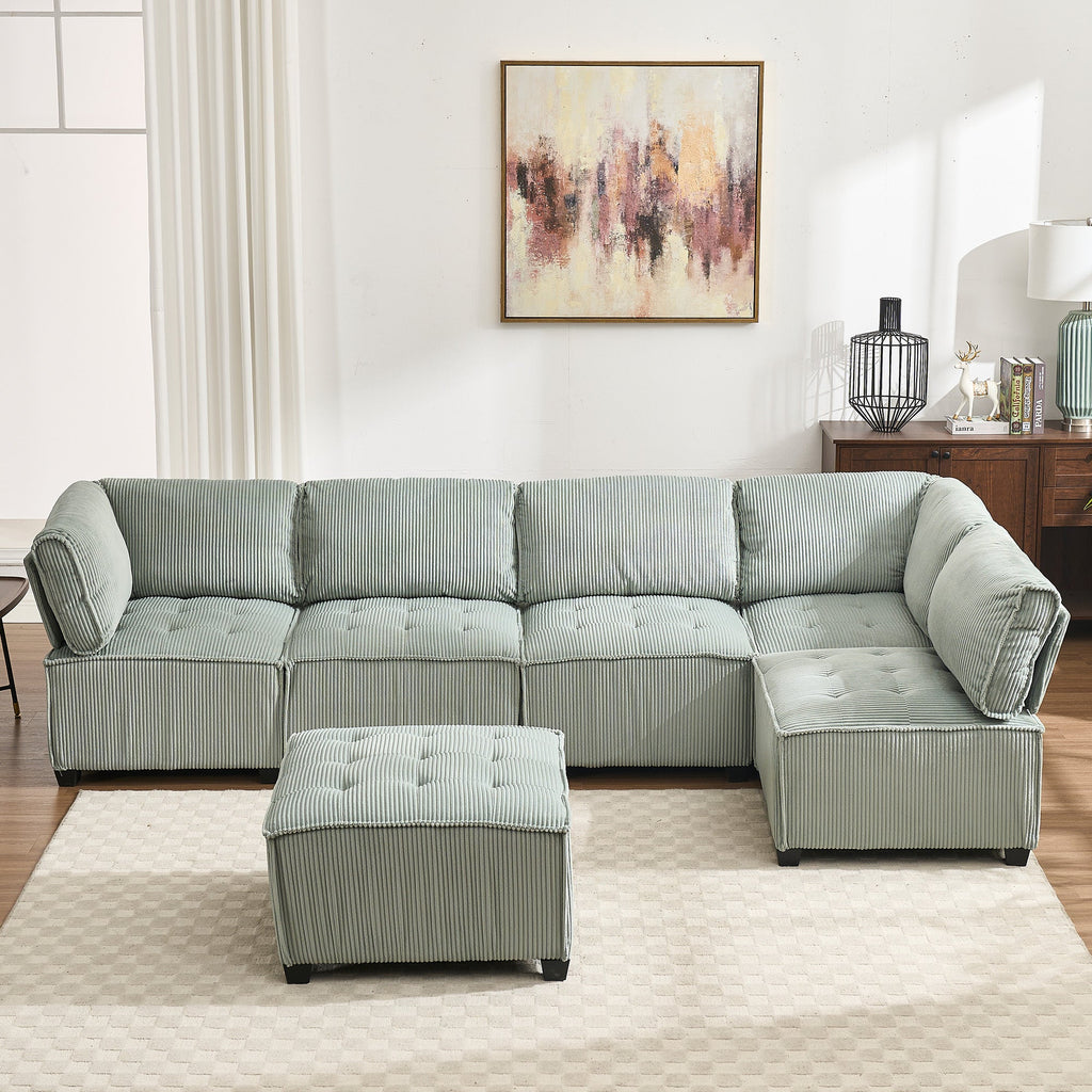 UNITED WE WIN Modular Sectional Sofa U Shaped Modular Couch with Reversible Chaise Modular Sofa Sectional Couch,6- Seat Convertible Sofa,Fit for Living Room