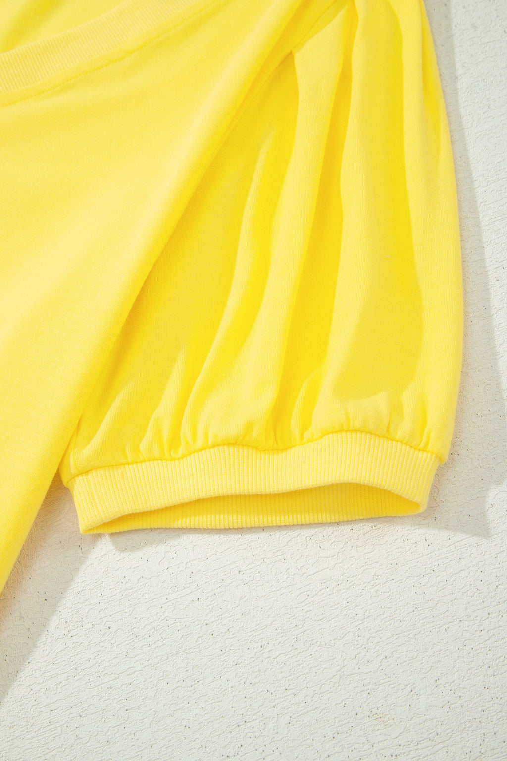 Solid V-Neck Short Puff Sleeve Blouse