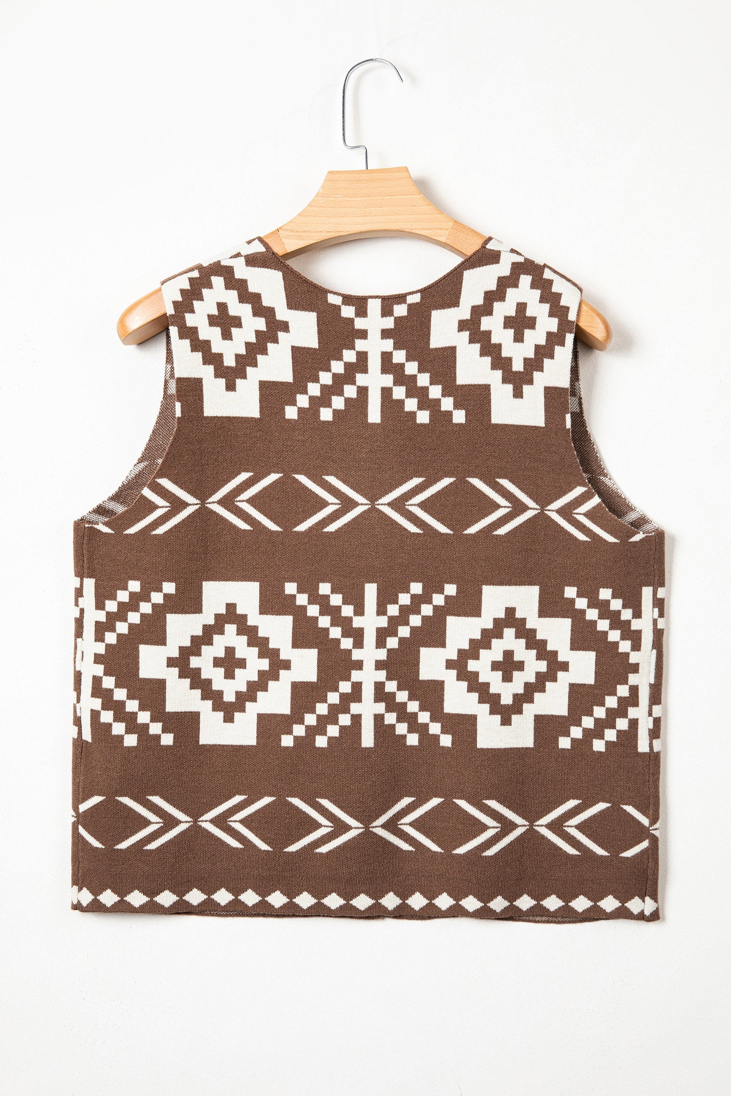 Southwestern Aztec Buttoned Sweater Vest