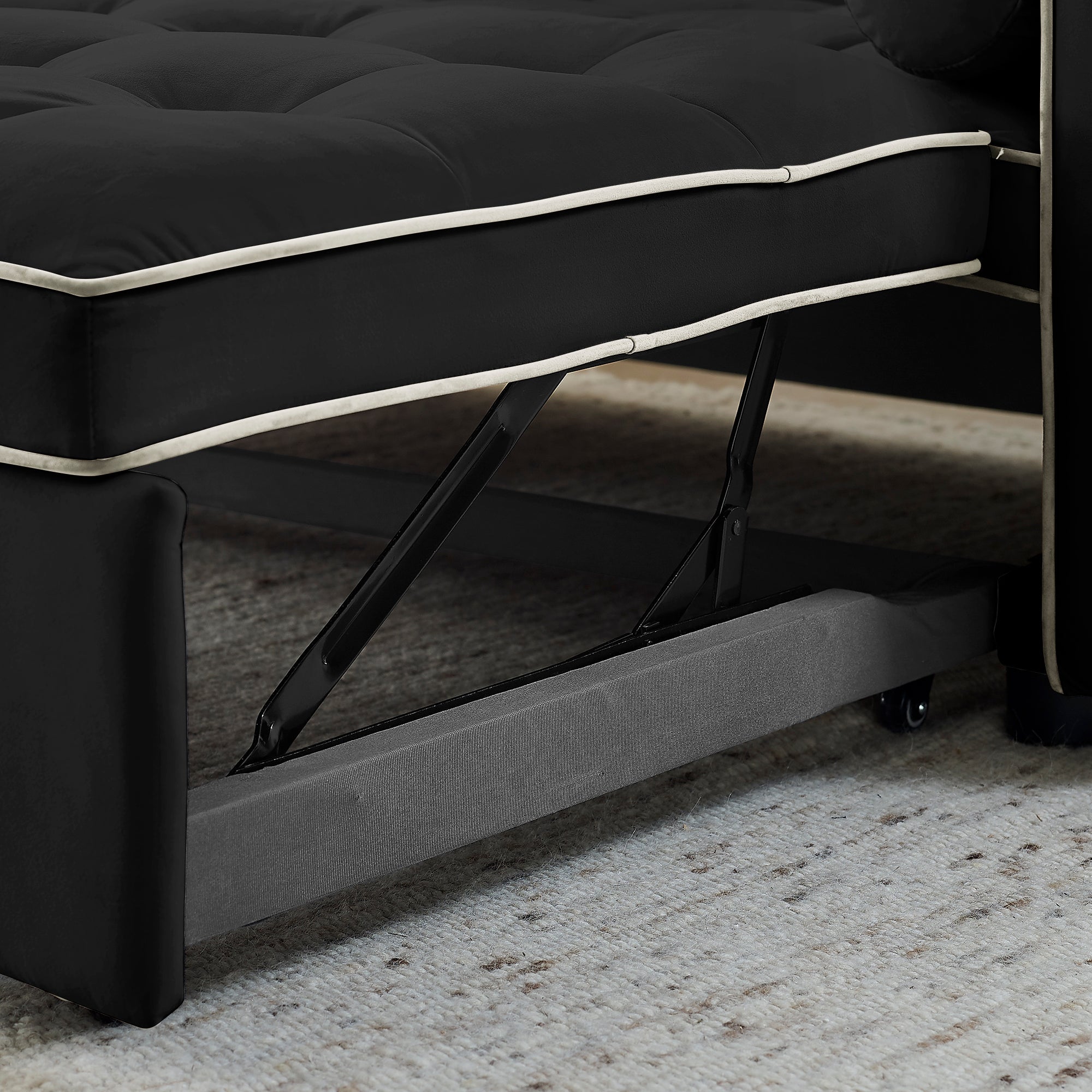 Modern 55.5' Pull Out Sleep Sofa Bed 2 Seater Loveseats Sofa Couch with side pockets, Adjsutable Backrest and Lumbar Pillows for Apartment Office Living Room