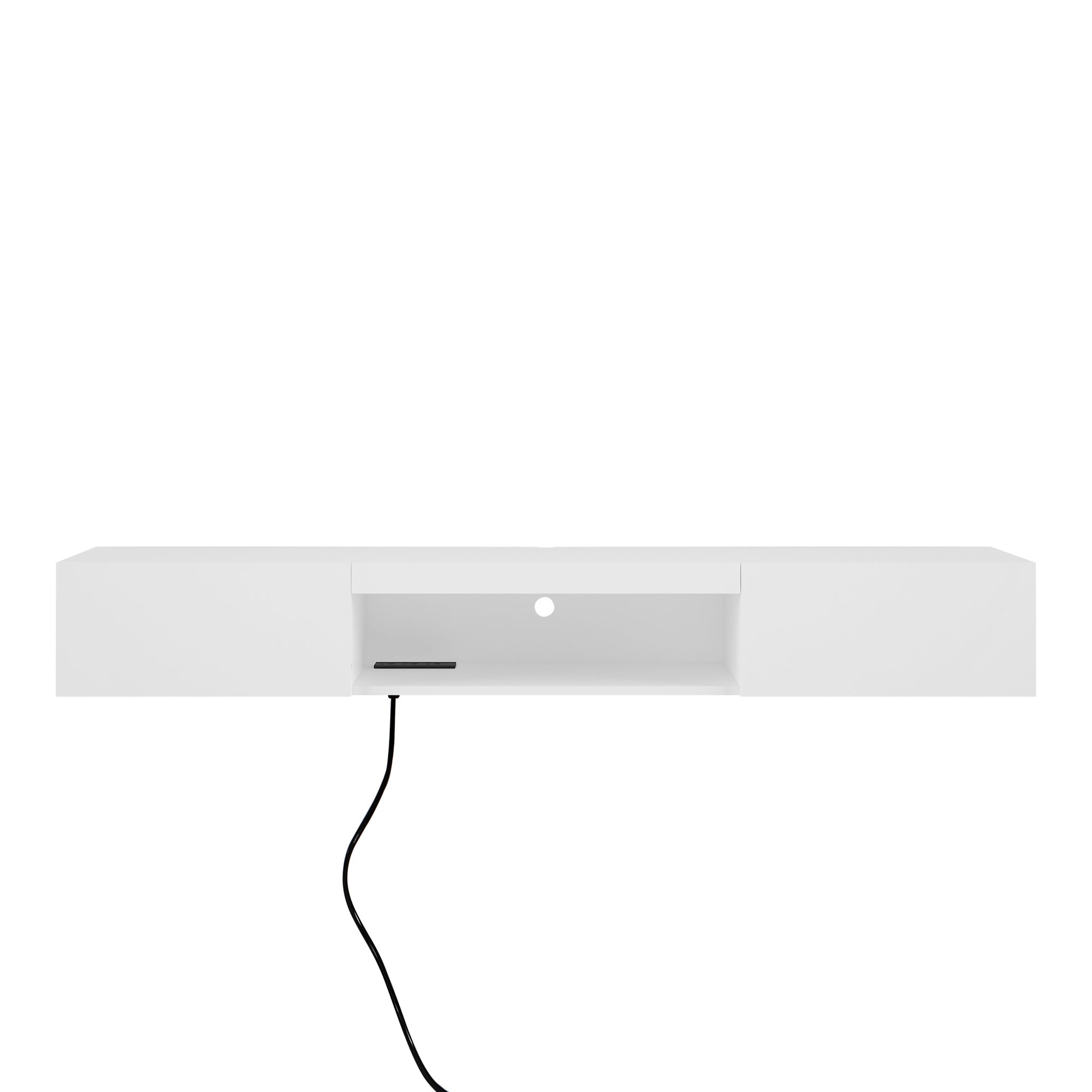 Floating TV Stand Wall Mounted with 16 Color LEDs,63' Modern TV Stand,Floating TV Cabinet Entertainment Center for 55 60 65 Inch TV,White
