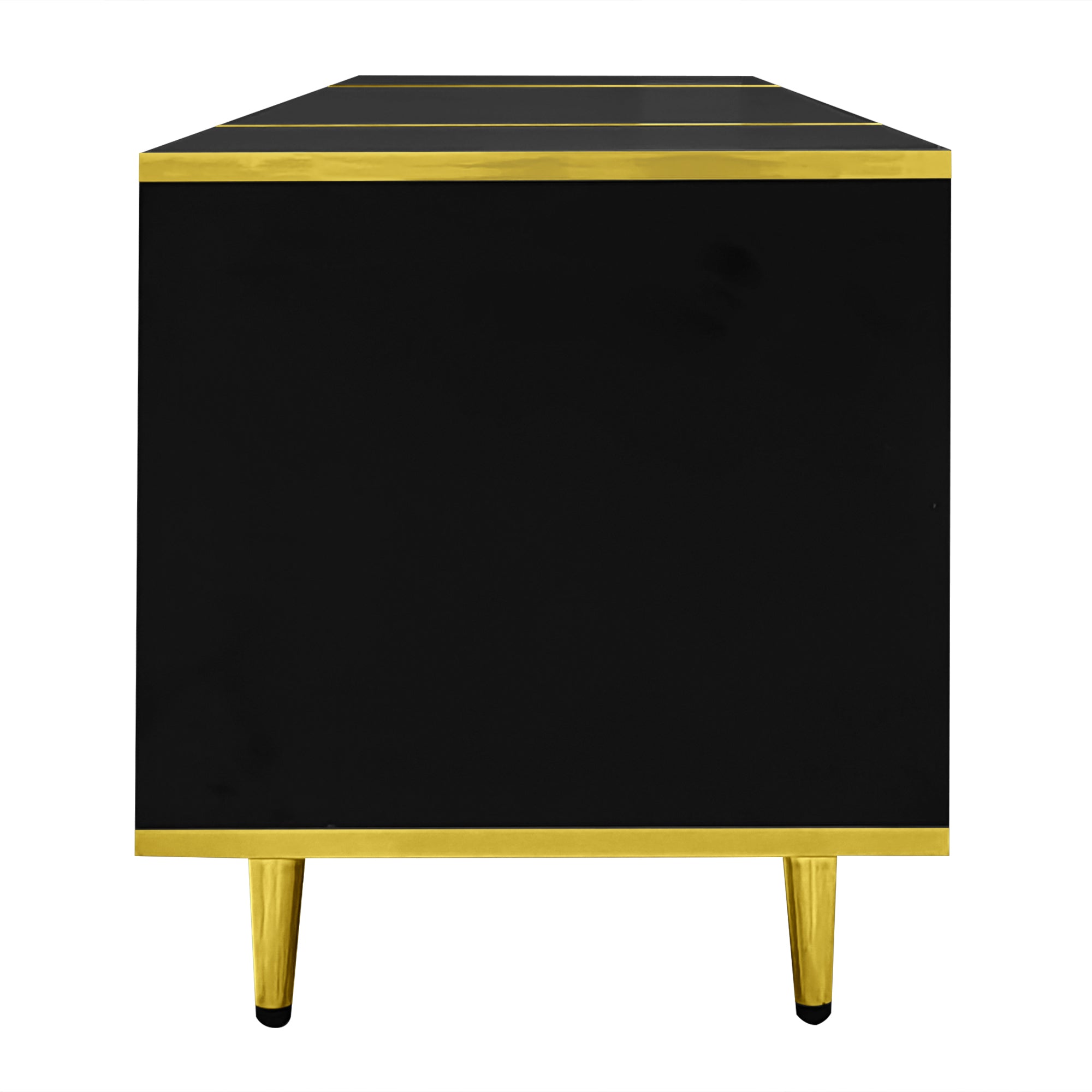 U-Can 70.9'' Modern TV Stand for TVs up to 80 Inches, Entertainment Center with 2 Shelves and LED Lights, TV Storage Cabinet with 2 Drawers, 2 Cabinets and Metal Legs for Living room