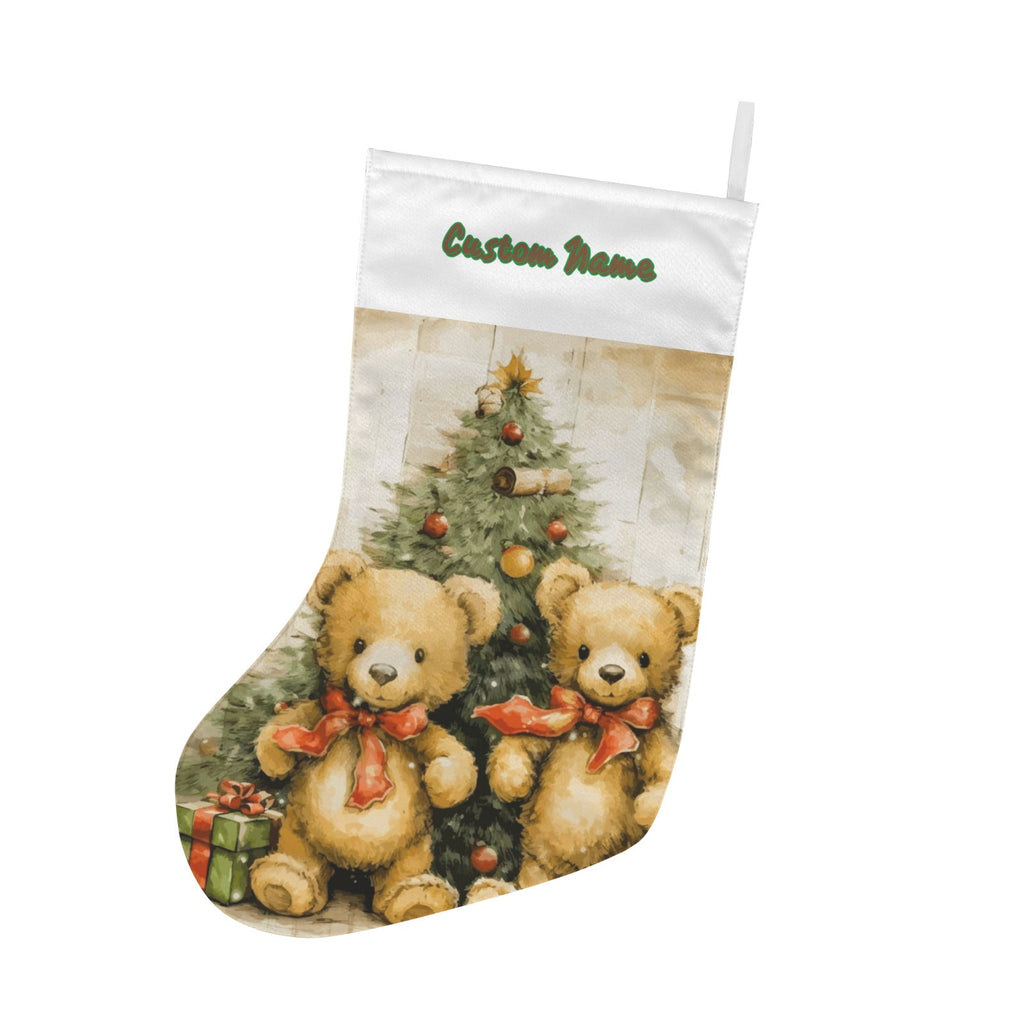 Personalizable Teddy Bears under Christmas Tree Christmas Stocking (Made in USA)