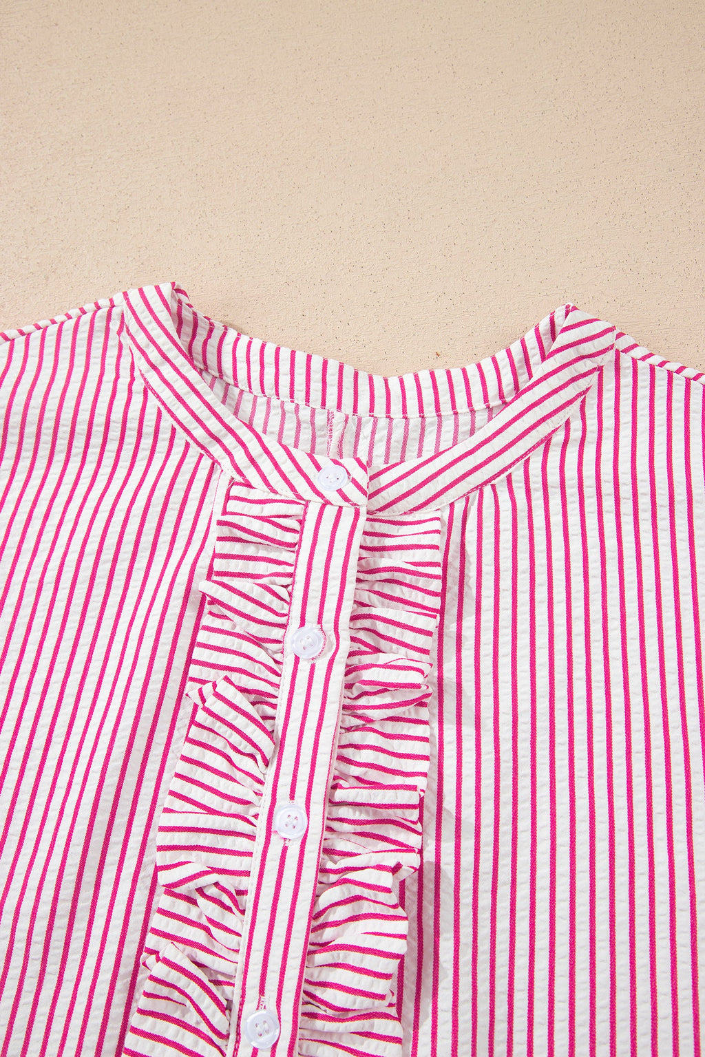 Stripe Frilled Half Buttoned Maxi Dress