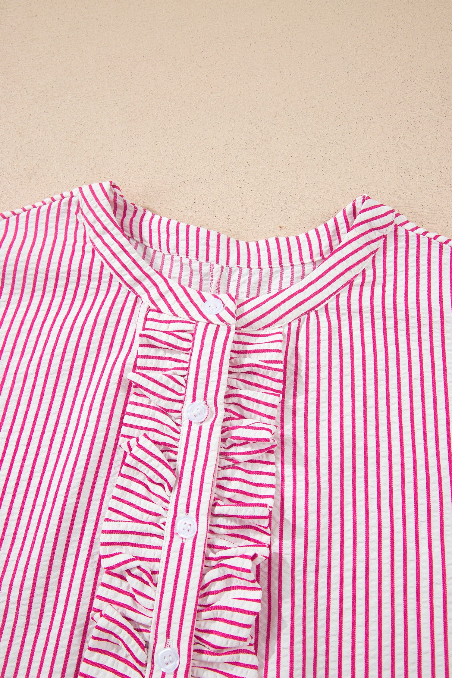 Stripe Frilled Half Buttoned Maxi Dress