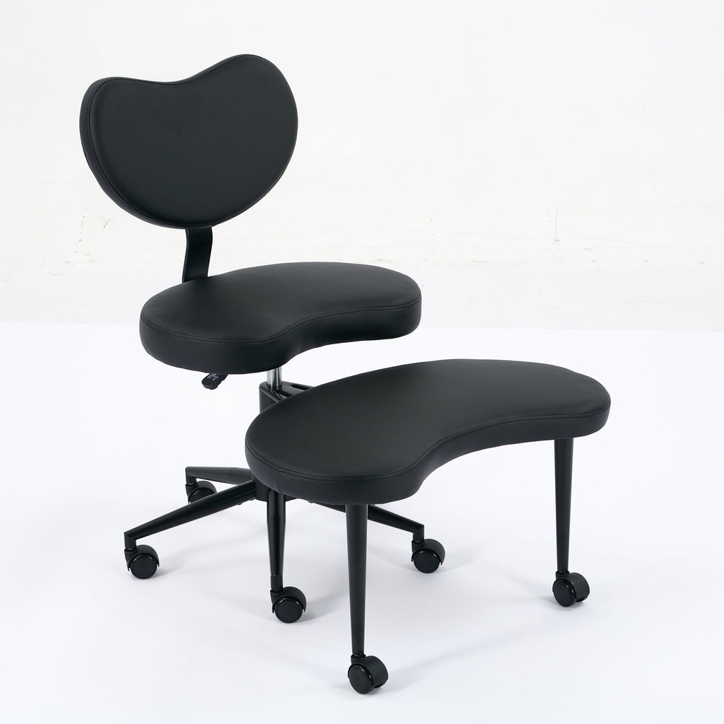 Meditation Chair Plus, Cross Legged Chair with Wheels, ADHD Chair, Criss Cross Desk Chair with Lumbar Support and Adjustable Stool, Flexible Design for Fidgety Sitters, Black PU
