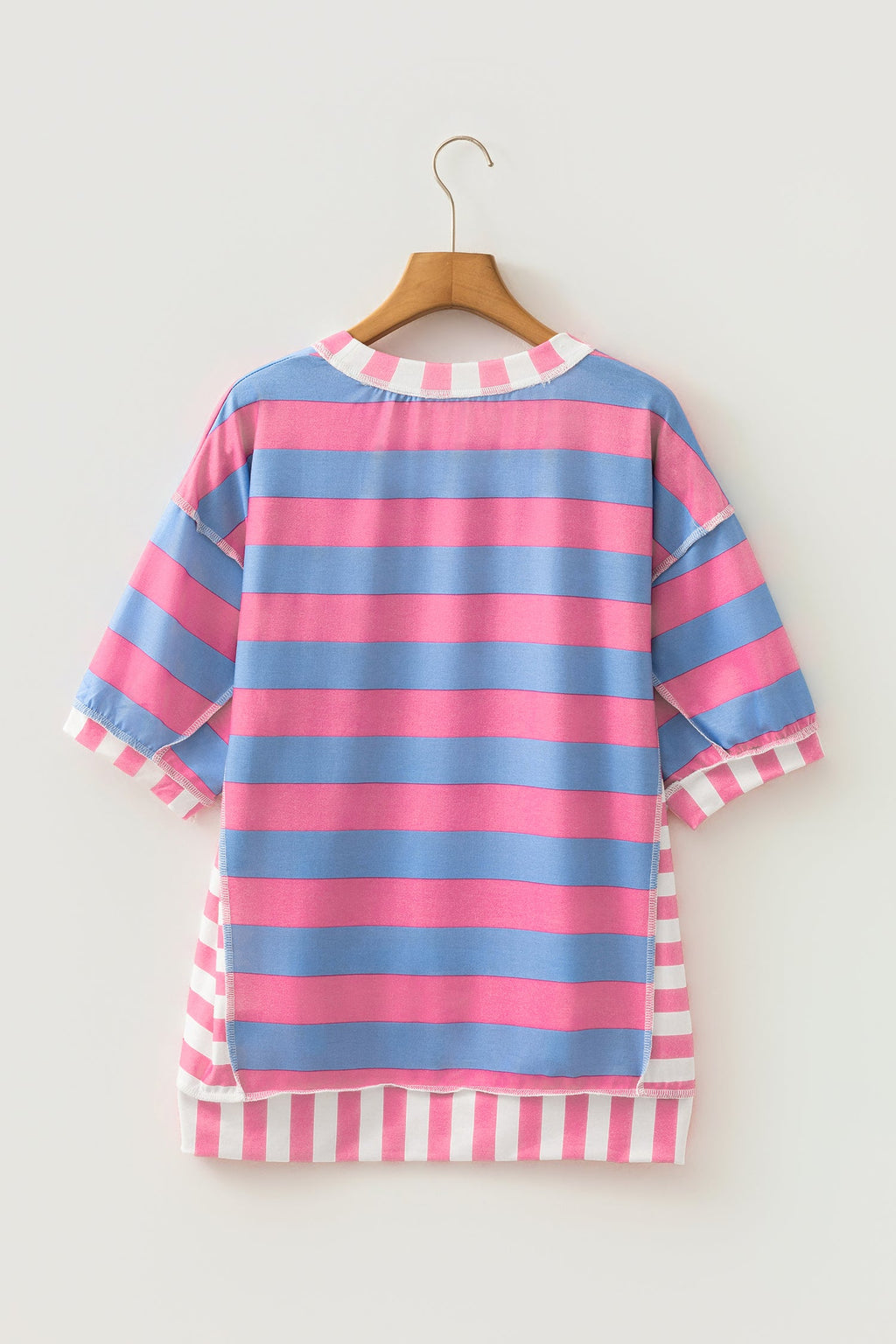 Stripe Patchwork Exposed Seam Oversized Top