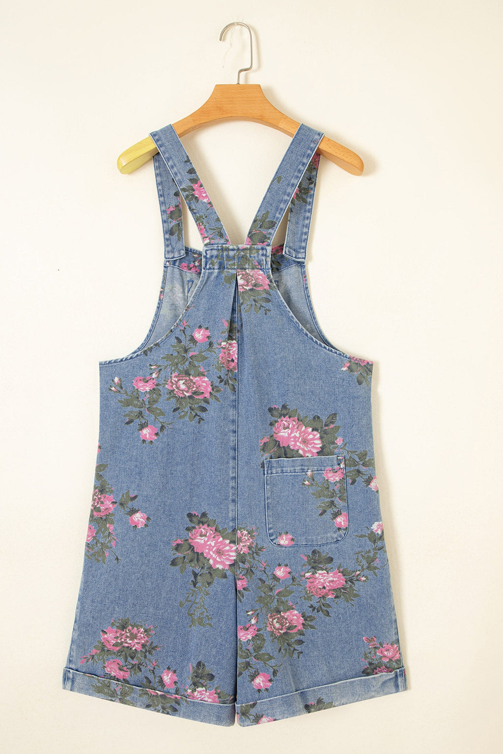 Floral Denim Adjustable Strap Romper